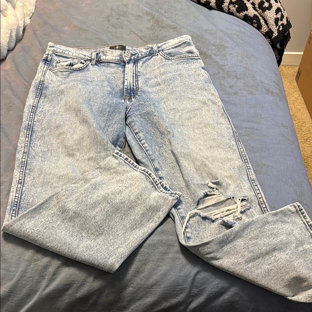 7 For All Mankind Faded Blue Denim Jeans